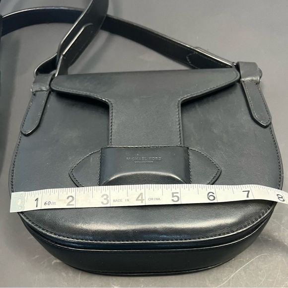 Michael Kors Daria Black Leather Saddle Crossbody Bag - Picture 12 of 16